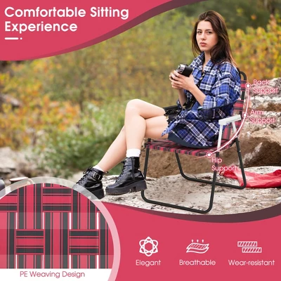 Tangkula Set Of 4 Patio Folding Web Chair Set Portable Beach Camping Chair Red 8 Tangkula Set Of 4 Patio Folding Web Chair Set Portable Beach Camping Chair Red - Image 6