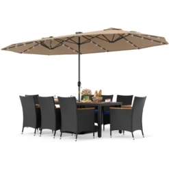 Tangkula 11 PCS Patio Dining Set W/ 15ft Double-Sided Patio Umbrella (Base Included) -Tangkula GUEST d8f36778 89cf 4014 8814 6c1b5e288883