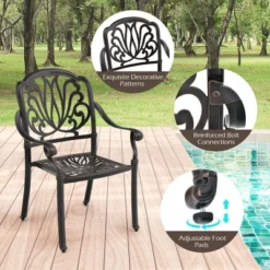 Tangkula 2 Pieces Cast Aluminum Chairs Set Of 2 Stackable Patio Dining Chairs W/ Armrests -Tangkula GUEST d96ed613 3486 4848 98bb 8d87c589acf2
