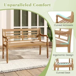 Tangkula 2-Person Garden Bench W/ Wide Backrest & Curved Armrests For Backyard -Tangkula GUEST d9c37ff8 871b 4951 a479 ed0b12316fec