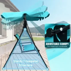 Tangkula Outdoor Swing Canopy Patio Swing Chair 3 Person Canopy Hammock Blue -Tangkula GUEST d9d2f6b7 5f63 4389 a671 63f017370ef1