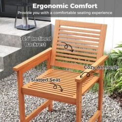 Tangkula Patio Chairs Set Of 2 Outdoor Wooden Dining Chairs W/ Inclined Backrests -Tangkula GUEST d9db350f ec55 412d b3ca d4d96698da75