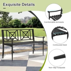Tangkula Patio Metal Sofa Garden Bench Heavy-duty Park Loveseat Chair Seat -Tangkula GUEST da71c254 0061 4ba5 977f 5e3fe00f6130