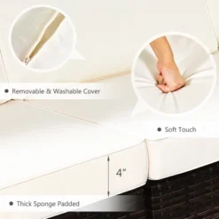 Tangkula 7PCS Patio Rattan Furniture Set 42" Fire Pit Table W/ Cover Cushioned -Tangkula GUEST da966b59 2fb2 453e 814d a7a11b54cfb0