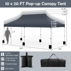 Tangkula 10 X 20FT Pop-up Canopy Tent Folding Instant Sun Shelter W/ 3 Adjustable Heights -Tangkula GUEST db124a85 29f0 49cf 8e7e 95664c2b2156