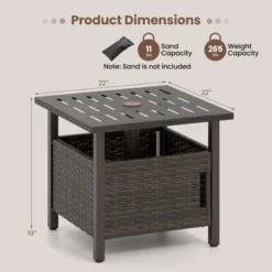 Tangkula Outdoor Side Table W/ 1.93"Umbrella Hole Patio Umbrella Stand W/ 2 Sand Bags -Tangkula GUEST db24fd6a c820 4fed b57a 1346eb3e0359