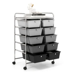Tangkula 10-Drawer Rolling Storage Cart Tools Scrapbook Paper Organizer On Wheels Black Gradient -Tangkula GUEST db266138 55dc 44eb aa26 1b50b87f11cc