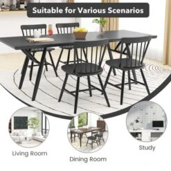 Tangkula Dining Chairs Set Of 4 Farmhouse Kitchen Chair W/ Rubber Wood Frame Wide Seat -Tangkula GUEST db7517eb 9feb 4a2f 925e f19f1be2e81f