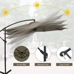 Tangkula 10FT Patio Offset Umbrella 8 Ribs Cantilever Umbrella W/Crank For Poolside Garden -Tangkula GUEST db86ad21 9e72 4d7d b258 5654fc7df638