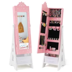 Tangkula Kids Jewelry Cabinet With Full-Length Mirror Drawer 2 Adjustable Tilt Angles -Tangkula GUEST dbb08bc4 2568 4932 a996 d9bf505243b9