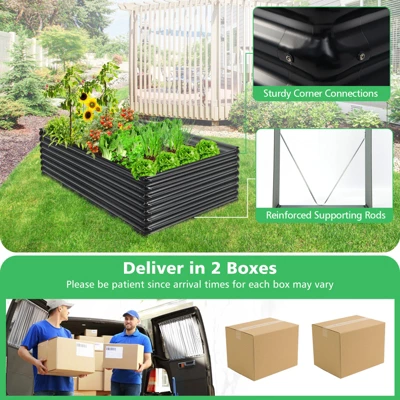 Tangkula Galvanized Metal Raised Garden Bed 71" x 20.5" x 43.5" Large Outdoor Raised Planter Box For Vegetable Flower Fruit Herb Garden 6 Tangkula Galvanized Metal Raised Garden Bed 71" x 20.5" x 43.5" Large Outdoor Raised Planter Box For Vegetable Flower Fruit Herb Garden - Image 4