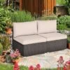 Tangkula 2PCS Patio Sectional Armless Sofas Outdoor Rattan Furniture Set W/ Cushions -Tangkula GUEST dc04f51f 808a 4094 9db3 f2c89fb04bac