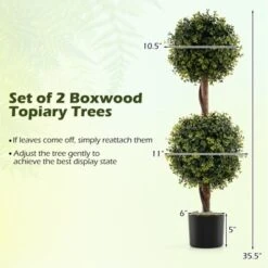 Tangkula Set Of 2 Artificial Double Topiary Ball Trees 3 FT Faux Boxwood Topiary Tree -Tangkula GUEST dc0a2bce 8a7d 407f a5da a8cffa9b42fc