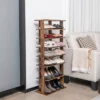 Tangkula 7-Tier Double Rows Shoe Rack Vertical Wooden Shoe Storage Organizer Rustic Brown/White -Tangkula GUEST dc15838d 2d60 4b89 88c0 db4db8fa9d2c
