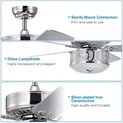 Tangkula 52" Ceiling Lighting Fan W/ Lights & Remote Control, 5 Reversible Blades, 3 Wind Speed, Timer Function, Silver -Tangkula GUEST dc4f53ae de51 4495 bd73 ae3788c0b9e7