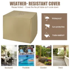 Tangkula Outdoor Propane Fire Pit Table 28’’ Square Gas Fire Table With Removable Lid Lava Stone -Tangkula GUEST dc72996d 01fe 4696 918b 9312a63c43f3