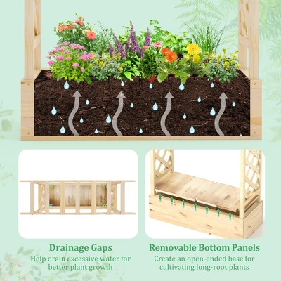 Tangkula Wooden Raised Garden Bed W/ Trellis & Hanging Roof Planter Box Drainage System 6 Tangkula Wooden Raised Garden Bed W/ Trellis & Hanging Roof Planter Box Drainage System - Image 4