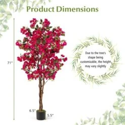 Tangkula 6 FT Artificial Bougainvillea Tree Tall Faux Pre-potted Tree W/ 910 Flowers -Tangkula GUEST dcd19430 cf10 43ff 9d99 64a9ccc97b97 1