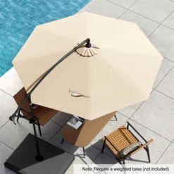 Tangkula 47 Tangkula 10 FT Patio Offset Umbrella W/ X-shaped Base Infinite Tile & 360° Rotation