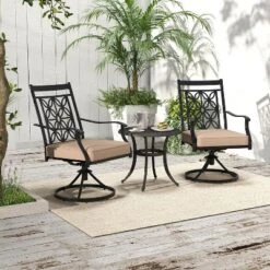 Tangkula Patio Metal Swivel Chairs Set Of 2 Fabric Bistro Rocker Chairs W/ Curved Armrests -Tangkula GUEST dd03f51a a54c 4b1e 9f2c b08b3e47bec3 1