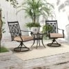 Tangkula Patio Metal Swivel Chairs Set Of 4 Fabric Bistro Chairs W/ Curved Armrests -Tangkula GUEST dd03f51a a54c 4b1e 9f2c b08b3e47bec3