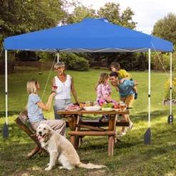 Tangkula 10 X 10 FT Pop Up Canopy Tent W/ 1 Sidewall Wheeled Bag 8 Stakes & 4 Wind Ropes