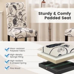 Tangkula Upholstered Dining Chairs Set Of 4 Tufted Fabric Kitchen Chairs W/Padded Seat & Rubber Wood Legs Farmhouse Accent Chairs -Tangkula GUEST dd824ffa 0b64 4b50 9497 ea1a508207b1