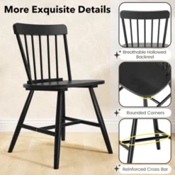 Tangkula Dining Chairs Set Of 4 Farmhouse Kitchen Chair W/ Rubber Wood Frame Wide Seat -Tangkula GUEST dd914847 4401 4875 a15a ce891812e194