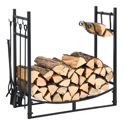 Tangkula 30" Firewood Rack With Tool Set 30" Fireplace Log Holder For Indoor&Outdoor Wood Stacker Lumbar Storage Organizer 7 Tangkula 30" Firewood Rack With Tool Set 30" Fireplace Log Holder For Indoor&Outdoor Wood Stacker Lumbar Storage Organizer - Image 5