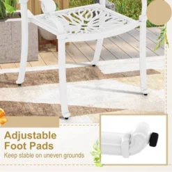 Tangkula Set Of 2 Cast Aluminum Patio Dining Chairs Stackable Outdoor Dining Chairs With Armrests Outdoor Bistro Chairs White -Tangkula GUEST de09d94f 0fd1 42e3 9110 362cbf2d321a