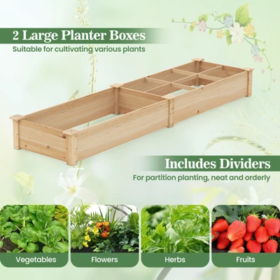 Tangkula Raised Garden Bed Wooden Elevated Planter W/2 Planter Boxes 7 Compartments 9 Tangkula Raised Garden Bed Wooden Elevated Planter W/2 Planter Boxes 7 Compartments - Image 7