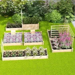 Tangkula Raised Fir Wood Garden Bed 49" X 49" X 10" Open Base Garden Bed W/ Composting Bin -Tangkula GUEST de27e819 8d41 48d1 bb71 92e398824812