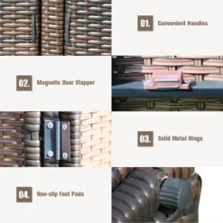 Tangkula Outdoor Rattan Storage Box Patio Wicker Storage Bin Cabinet 88 Gallon Brown -Tangkula GUEST de335518 9fdf 4000 9e04 0abfb5179613