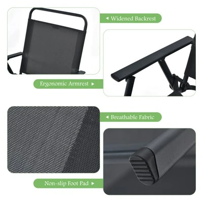 Tangkula 6-Piece Patio Dinning Sets Garden Table Set Outdoor Folding Chairs & Glass Table Set W/ Umbrella Grey 10 Tangkula 6-Piece Patio Dinning Sets Garden Table Set Outdoor Folding Chairs & Glass Table Set W/ Umbrella Grey - Image 8