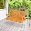 Tangkula 2-Person Porch Swing Chair Wooden Garden Swing Bench W/ Adjustable Chains -Tangkula GUEST de9cd790 833f 4d92 9349 f2ad490453eb