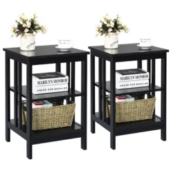 Tangkula 2PCS 3-tier Side Table Nightstand Sofa End Table Storage Display Shelf -Tangkula GUEST def15b10 661b 49f1 9e92 c971b3a8b66d