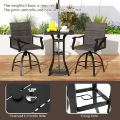Tangkula 3 PCS PE Wicker Patio Swivel Bar Set Table & Chairs W/ Quick-Drying Foam -Tangkula GUEST df0293f4 4bd5 43c6 abdd bc10ee72e9b0