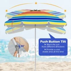 Tangkula 6.5 FT Beach Umbrella UPF50+ Sun Protection Portable Sunshade Parasol For Sand 15 Tangkula 6.5 FT Beach Umbrella UPF50+ Sun Protection Portable Sunshade Parasol For Sand -Tangkula GUEST df20985b 4a1e 408e 8bbc dacac719b935