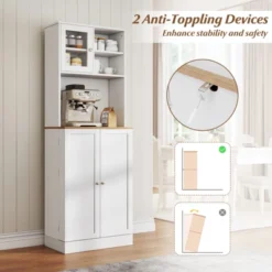 Tangkula Kitchen Pantry Cabinet W/Microwave Shelf 8 Door Shelves & 5 Adjustable Shelves -Tangkula GUEST df9e2618 ab8a 4a3a a063 d964e2771c28