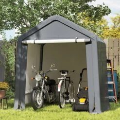 Tangkula 6.5 X 6 FT Portable Motorcycle Bike Shed W/ Roll Up Zipper Door Ratchet Strap
