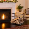 Tangkula Firewood Rack Fireplace Log Holder Wood Steel Stove Bracket Stacking Rack