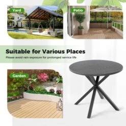 Tangkula 34 Inch Round Patio Bistro Table W/ Wood-Like Top & X-Shaped Legsfor Outside -Tangkula GUEST e085656a 19e6 4fca a238 3fdf83b4ed6f