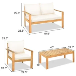 Tangkula 8PCS Patio Acacia Wood Conversation Furniture Set W/ Off White Cushions -Tangkula GUEST e09be584 ddcb 40e5 aa8c 4a8d2afb8f2b