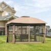 Tangkula Patio 12'x 10'Canopy Heavy Duty Steel Gazebo Double Vented Outdoor Brown -Tangkula GUEST e0b996a5 0b0b 4c37 85bb 2d13e7e68bfb
