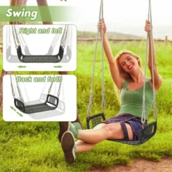 Tangkula 1-Person Rattan Porch Swing Single Swing Chair Bench W/ Hanging Hemp Ropes Outdoor -Tangkula GUEST e0e52ffa cd5c 4043 bb5a ec15ee2aca0a