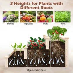 Tangkula 3-tier Raised Garden Bed, Tiered Garden Box W/Open-ended Base, Fir Wood Elevated Planter Box For Growing Vegetables, Flowers -Tangkula GUEST e0f680d3 00a2 47d7 9357 f9fd52f95d52