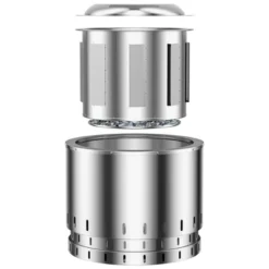 Tangkula 19.5" Smokeless Fire Pit Stainless Steel Wood Burning Firepit W/ Rain Cover -Tangkula GUEST e161a600 5cad 4d70 8327 00f3cb2749d3