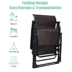 Tangkula Patio Rattan Wicker Recliner Chair Zero Gravity Folding Chaise Lounger -Tangkula GUEST e16dad22 e009 4e84 b511 244d1e2061a7