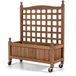Tangkula 2PC 32in Wood Planter Box With Trellis And Wheels Mobile Plant Raised Bed For Indoor&Outdoor 17 Tangkula 2PC 32in Wood Planter Box With Trellis And Wheels Mobile Plant Raised Bed For Indoor&Outdoor -Tangkula GUEST e185e485 acc4 4d69 825e ccd3ab9666cb