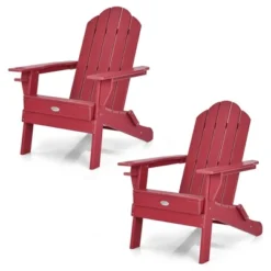Tangkula 2PCS Patio Folding Adirondack Chair Weather Resistant Cup Holder Yard Red 17 Tangkula 2PCS Patio Folding Adirondack Chair Weather Resistant Cup Holder Yard Red -Tangkula GUEST e18f3e7d 4a81 46ad 877a 9972f7c4bbb2